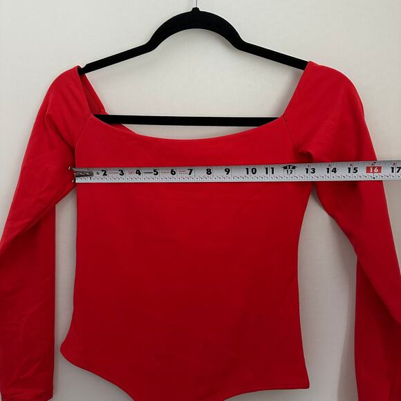 INLYRIC NWT Small Natrelax Long Sleeve Boat Neck Thong Bodysuit Dark Red - Picture 8 of 8
